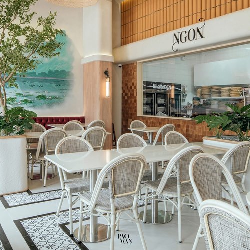 NGON dining room with mountain mural